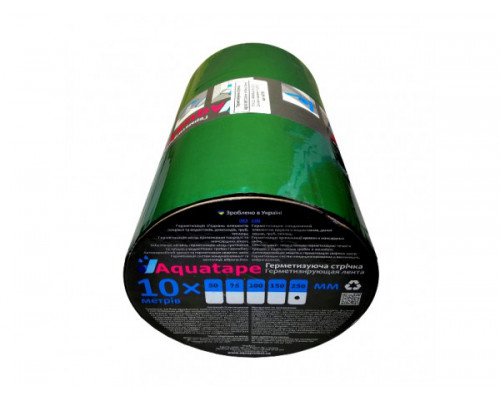 Герметизуюча стрічка AquaTape 250 мм × 10 м — бутилкаучук, самозаліковий ефект, 2,5 м² покриття