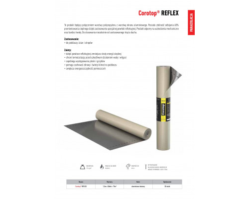 Мембрана пароізоляційна COROTOP REFLEX фольгована (115 г/м², 75 м²) 